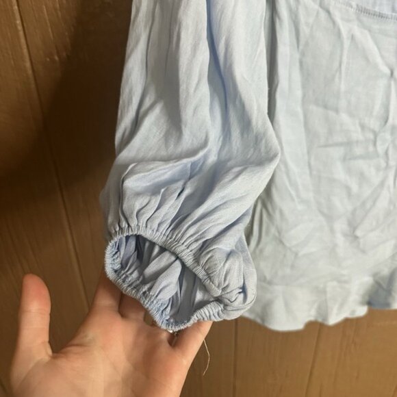 Hello Molly No Time For Love Blue Ruffle Mini Dress Long Sleeve Size Medium - Picture 5 of 8